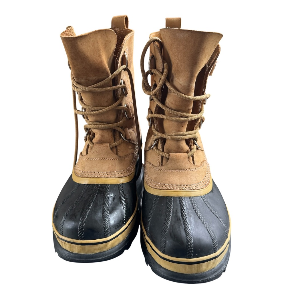 Sorel Caribou Waterproof Winter Boots Buff Tan Black NL1005-280 Womens 10